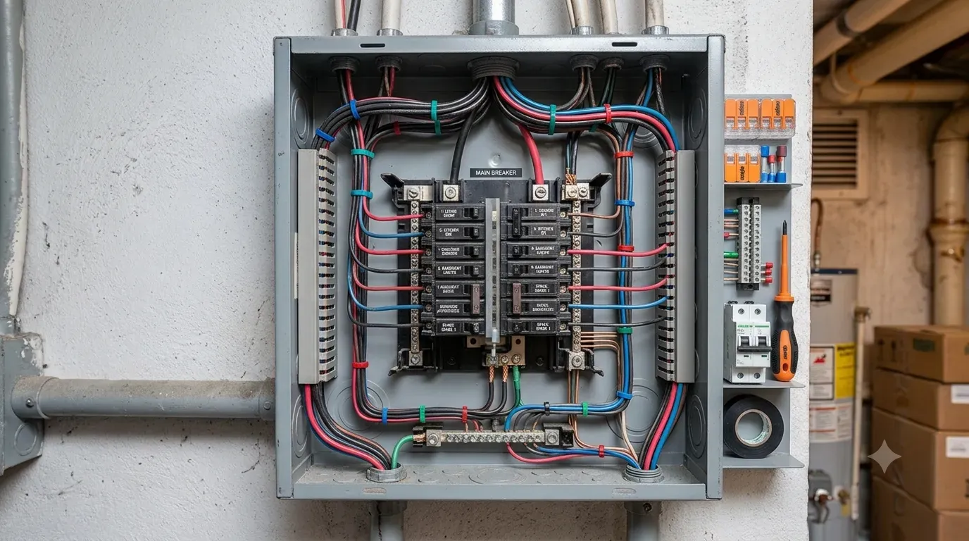 Quadro elétrico seguro — instalação profissional com disjuntores organizados